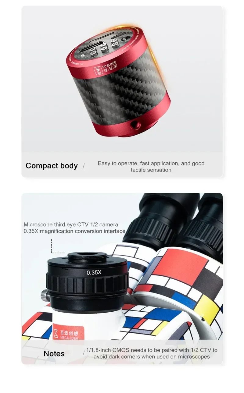 YCS 4K Trinocular Microscope Camera CMOS HD-MI 1080P Industrial Video Digital Image Acquisition USB Camera for PCB Repair Tools