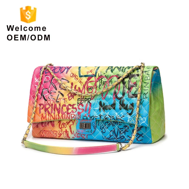 Diagonal Rainbow Striped Handbags Colorful Stripe Tote Bag Streetwear PU  Leather Shoulder Bag Lady College Designer Shopper Bags - AliExpress
