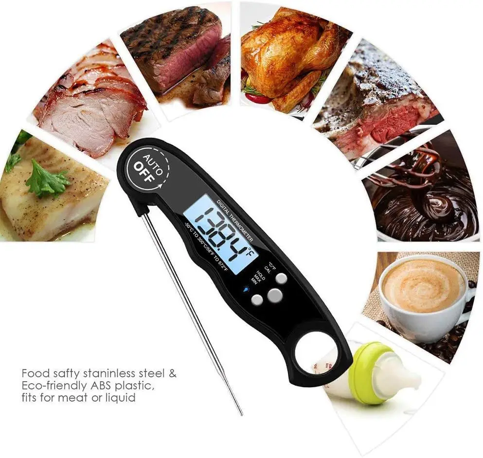 Waterproof Foldable Probe Collapsible Portable Meat Thermometer for Candy MILK MEAT