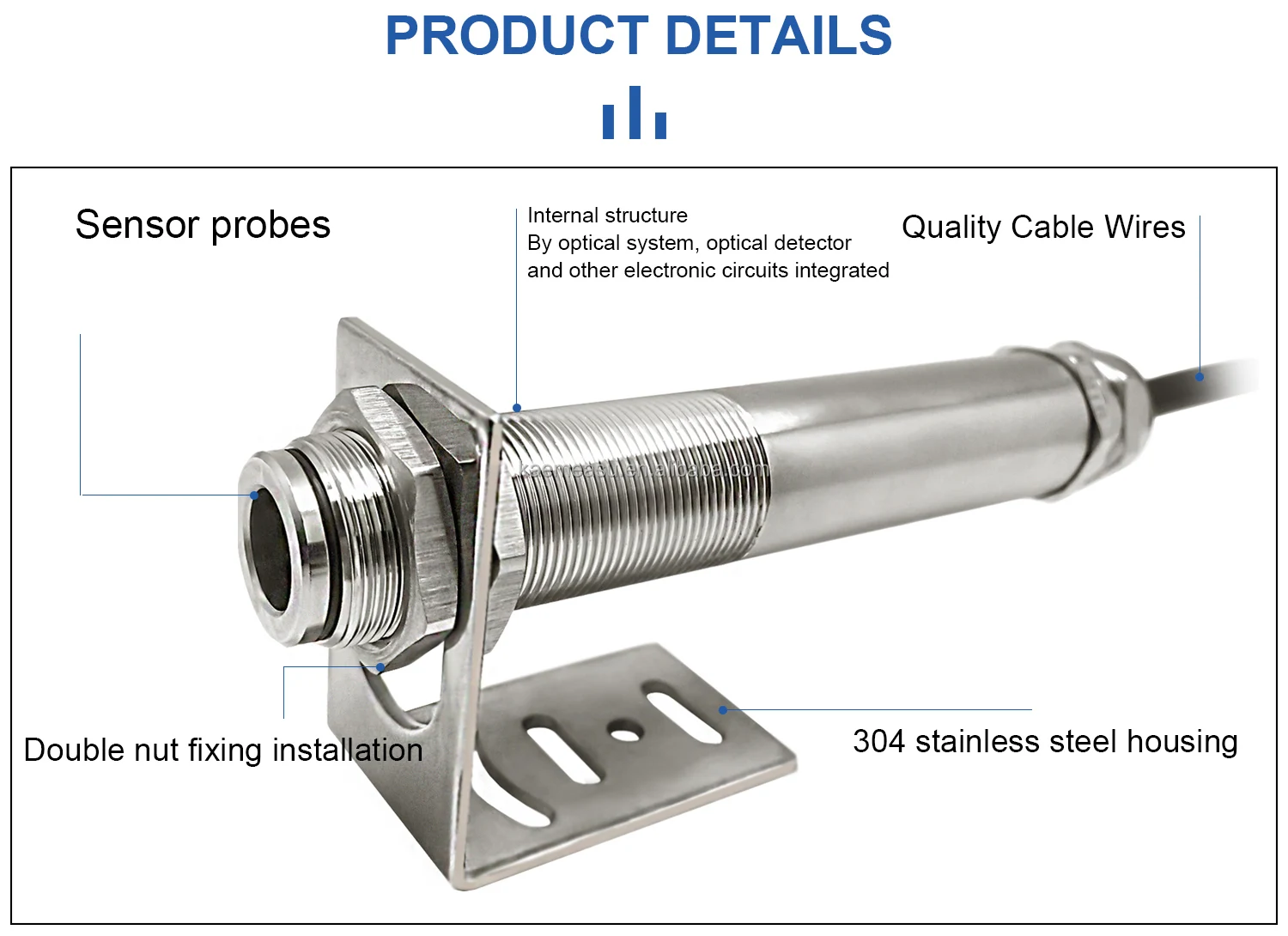 4 20ma Output Laser Temperature Transmitter Pyrometer Non Contact