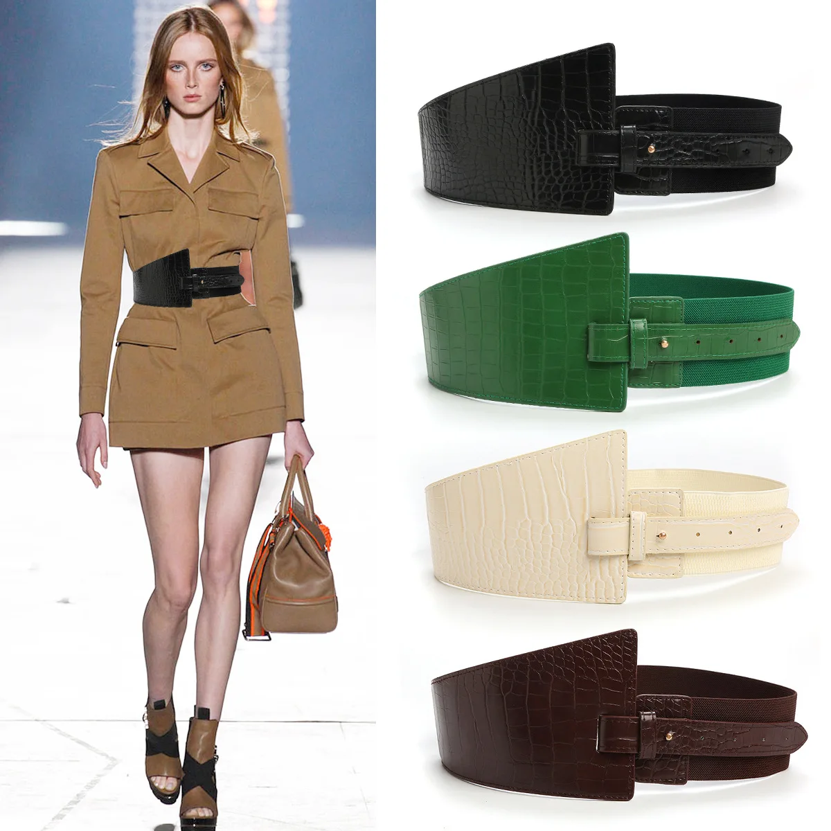 2159 Women Wide Knotted Belt Design Pu Leather Waistbands Simple Width Women Wide Knotted Belt Design PU Leather Waistbands Simple  main image 2