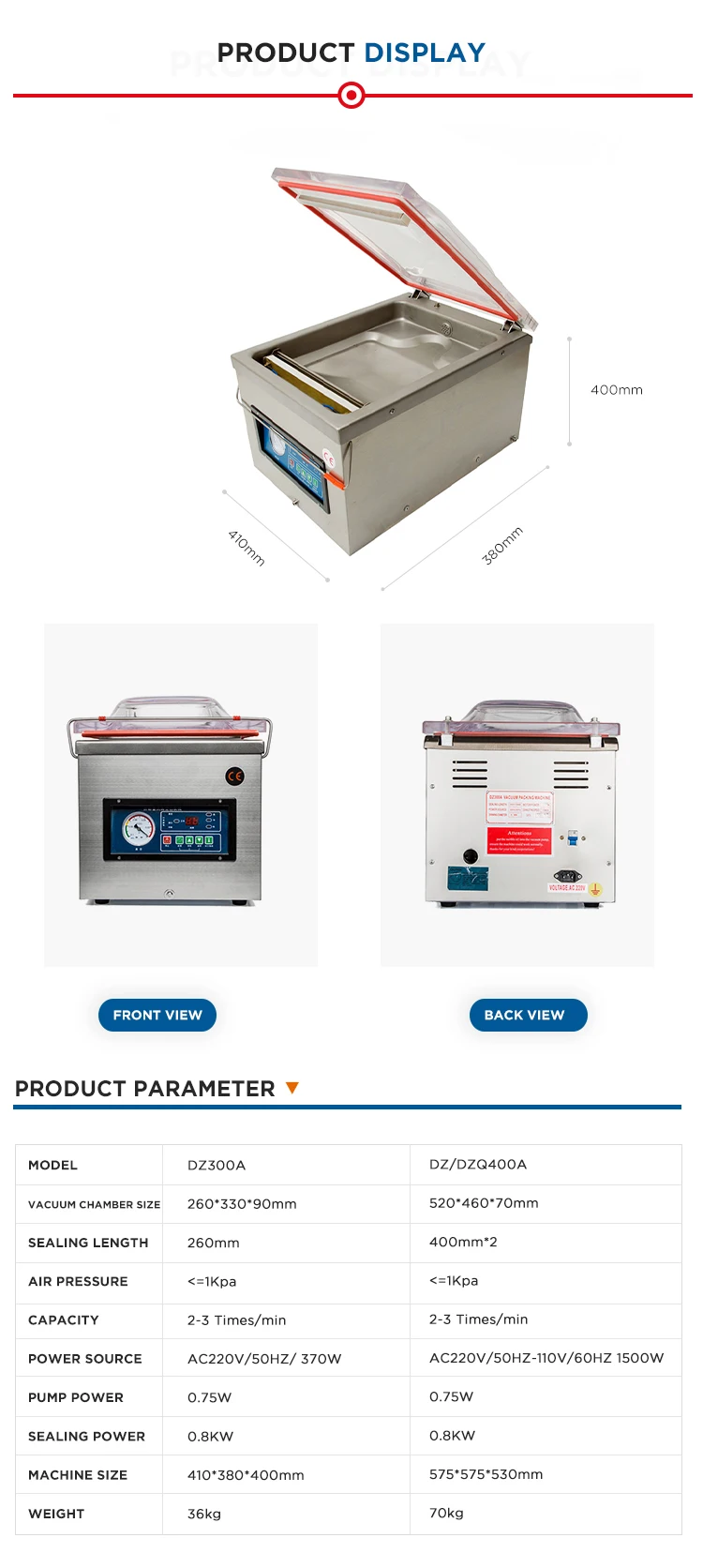 Dz300 Vacuum Package Machine With Bag Packing Sealing Machine Two