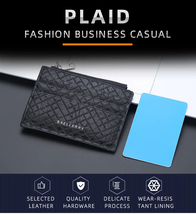 Baellerry Minimalist Slim Mens Card Holder Wallet Carbon Fiber Thin Card Holder Rfid Mens Front
