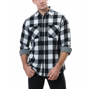 European and American Formal Ground Twill Anti-Wrinkle Patchwork Large Double Pocket Long Sleeve Shirt for Men Spring