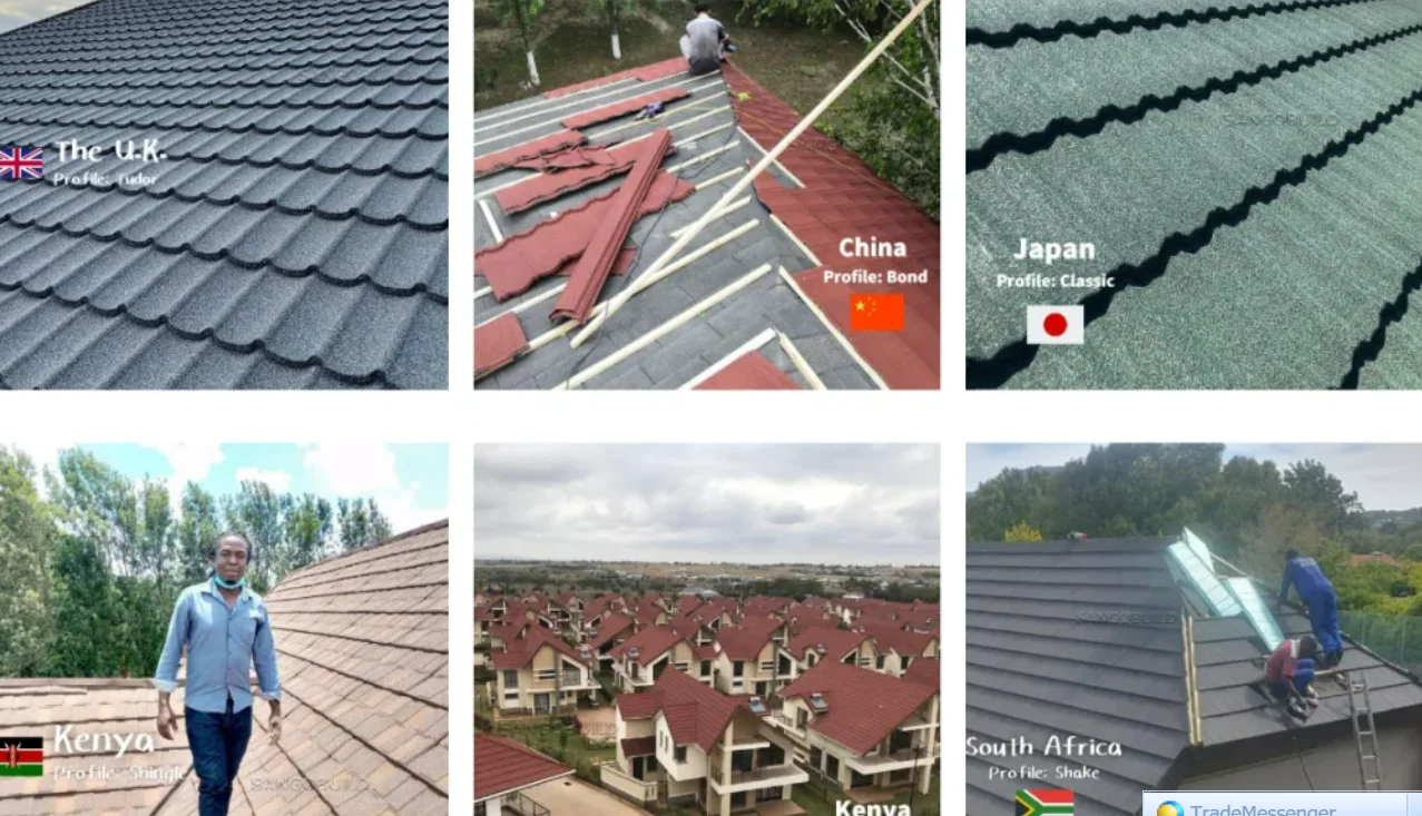 Sangobuild Factory Building Materials Roof Solutions Stone Coated Metal Bond Type Roofing Tiles