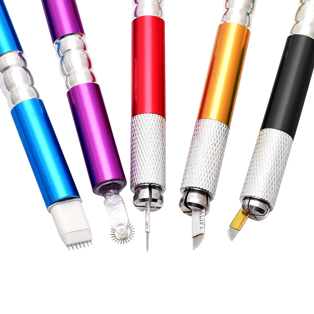 Professional Microblading Pen with Crossing Lock-Needle Device Multiple Needle Types and Lightweight Aluminum Alloy Design