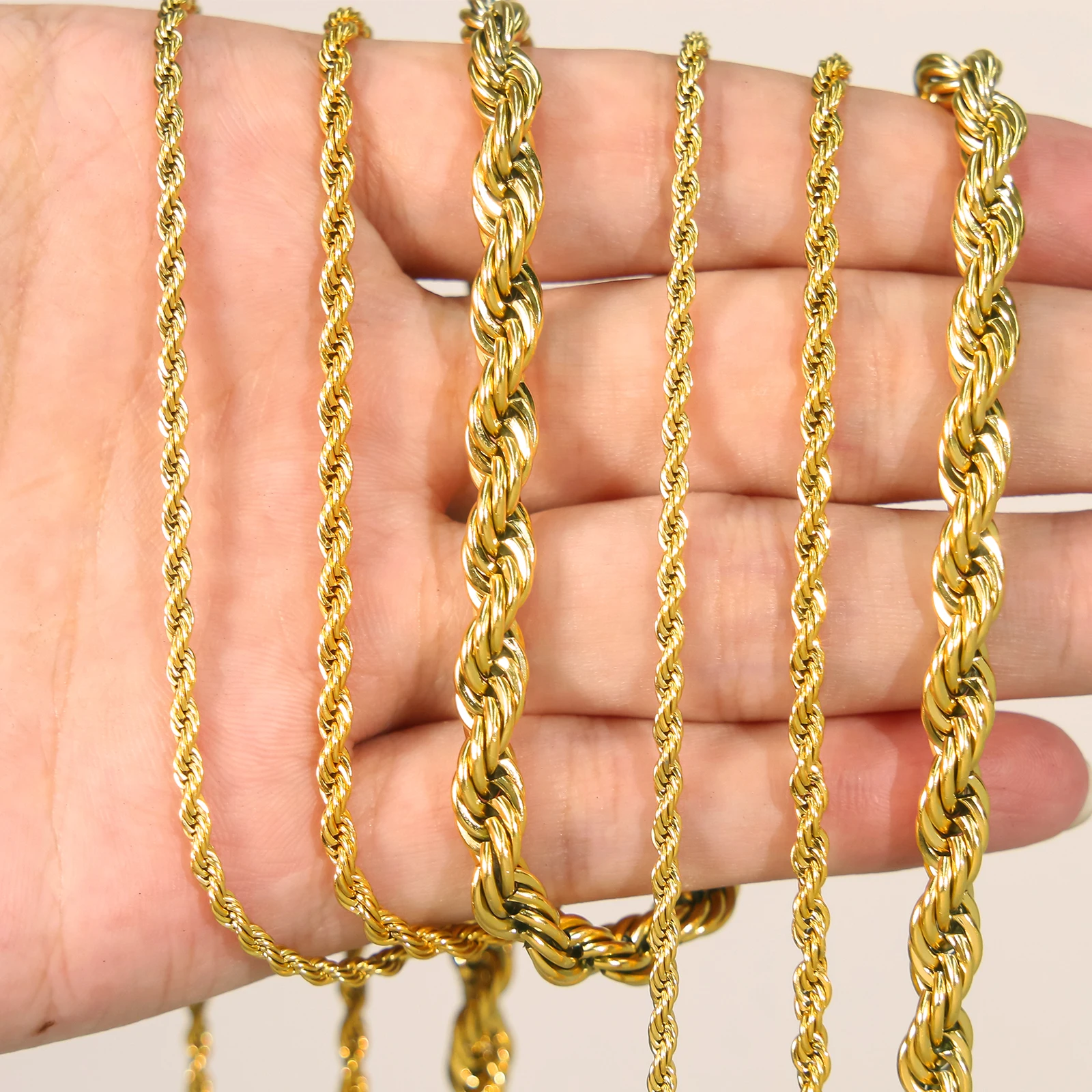 Collana Uomo E Donna In Oro Giallo Placcato Con Cordoncino Intrecciato A Taglio Diamante Da 2 Mm
