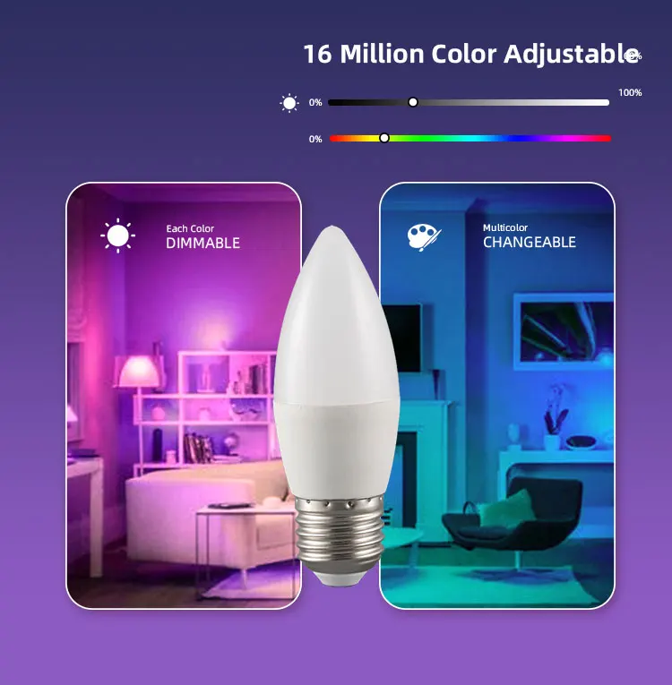 Wifi Smart Led Bulbs A19 A60 E26 E27 9w Rgb+cct Tuya High Quality With App Control Alexa Buy