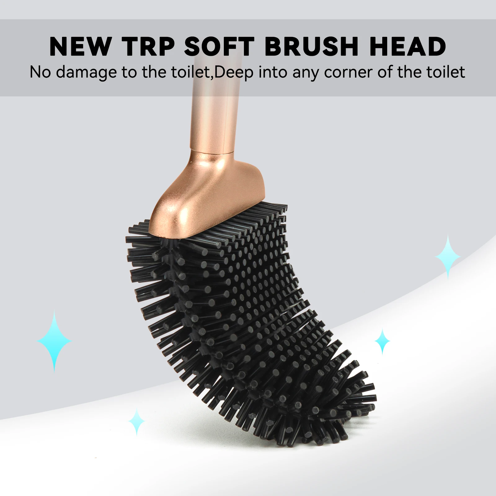 Sellemer Toilet Brush And Holder Set For Bathroom,Toilet Bowl Brush Head With Silicone Cleaning