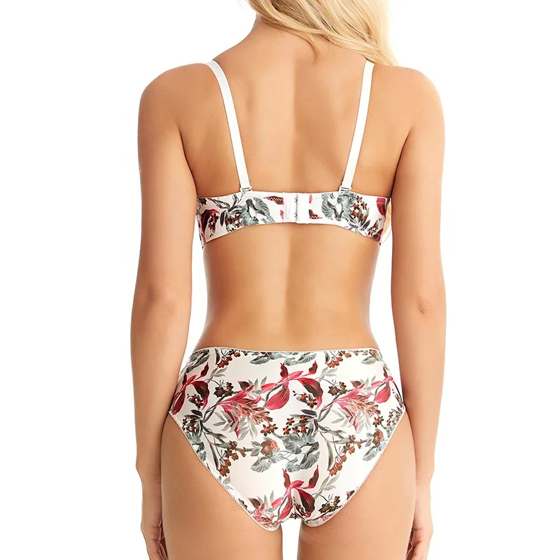 Hot Selling Flora Printing Bra Panties Ladies Underwear Sexy Bra And