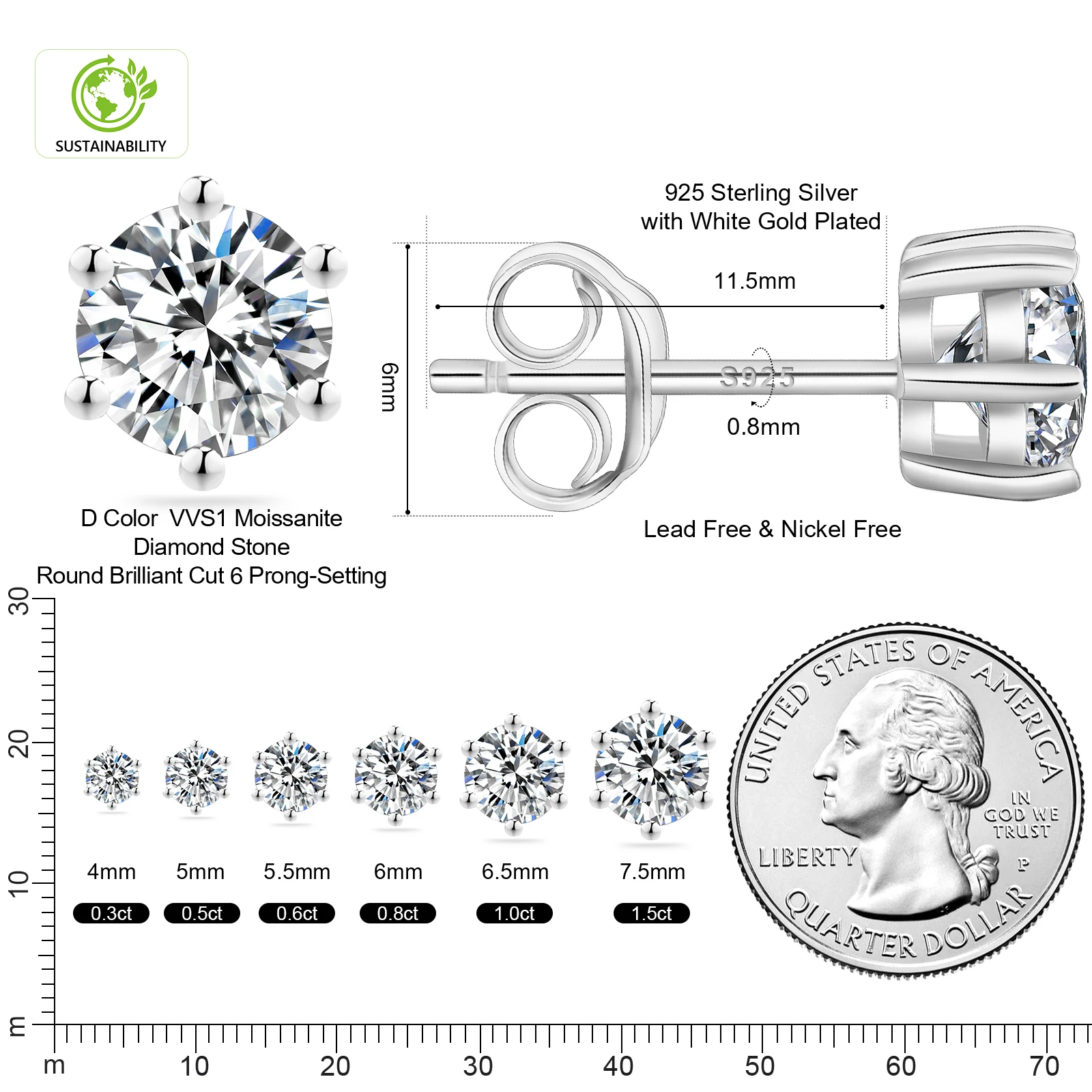 Shop Our Luxury Diamond Studs - 925 Sterling Silver