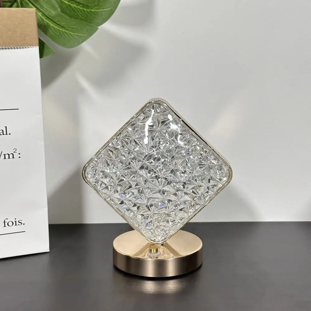 Nordic Square Creative Acrylic Crystal Table Lamp Touch Color Changing Bedside LED Night Lights