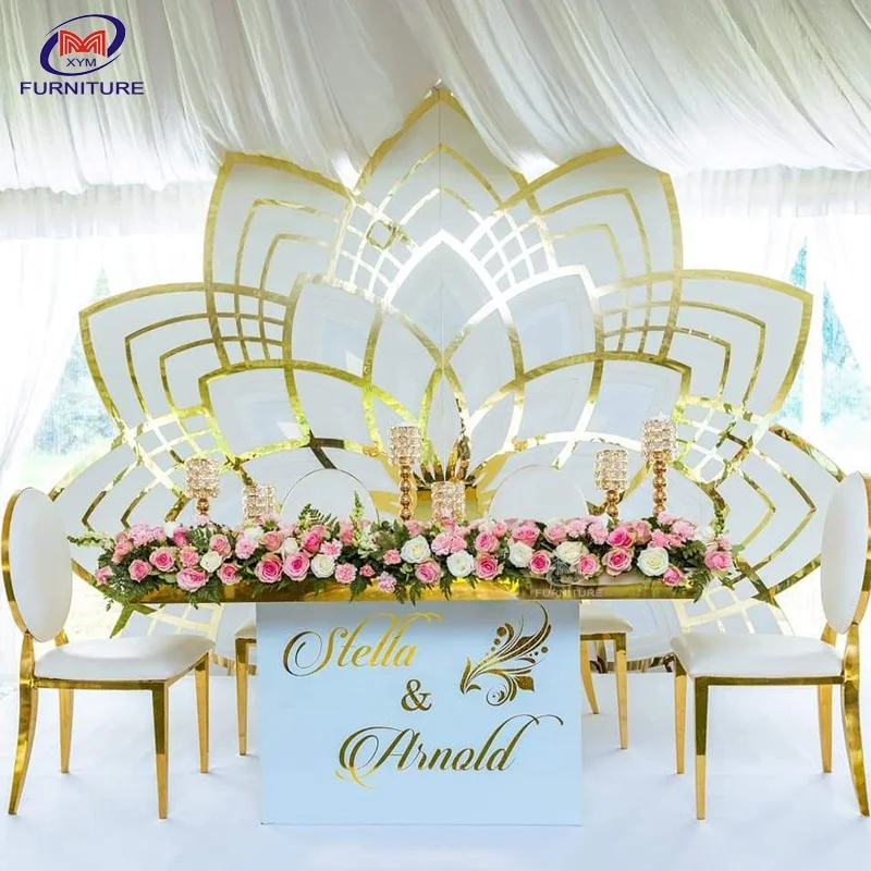 Golden Lotus-shaped flower wall wedding decoration backdrop wedding stand