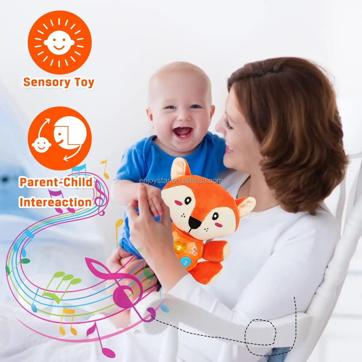 Plush Fox Infant Toys Music Light Up Baby Stuffed Animal Baby Gifts For