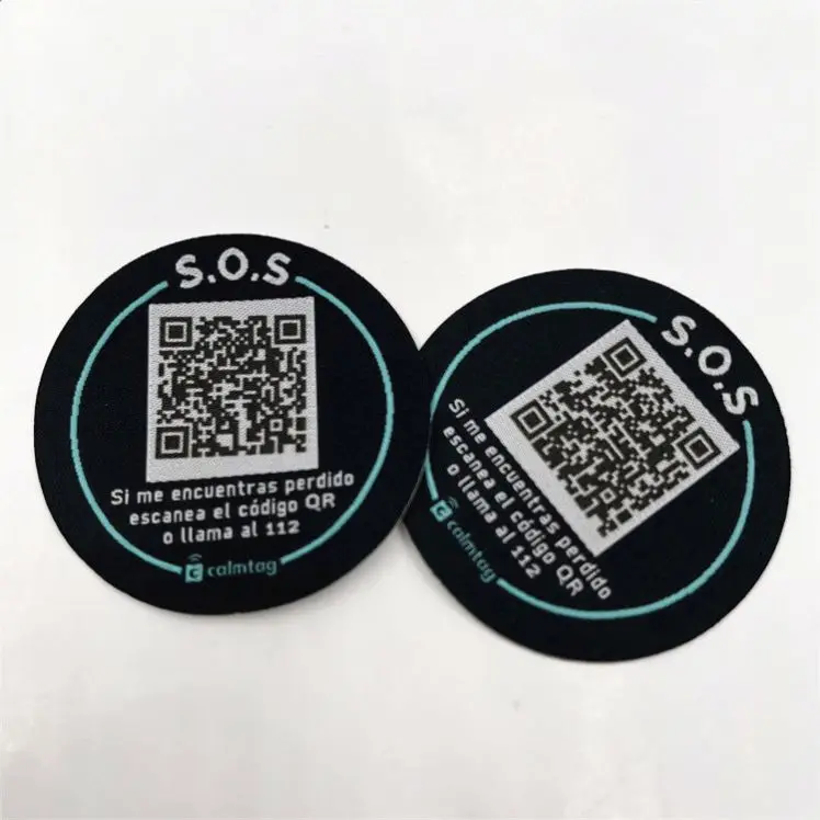 Custom Washable RFID Laundry Tag NFC Woven Fabric Tag With Variable QR Code