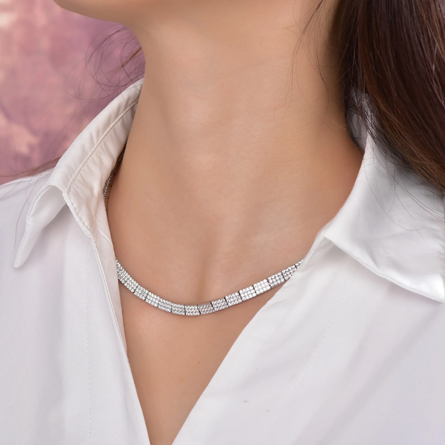 tennis chain necklace for women moissanite tennis chain Necklace 925 sterling silver tennis necklace