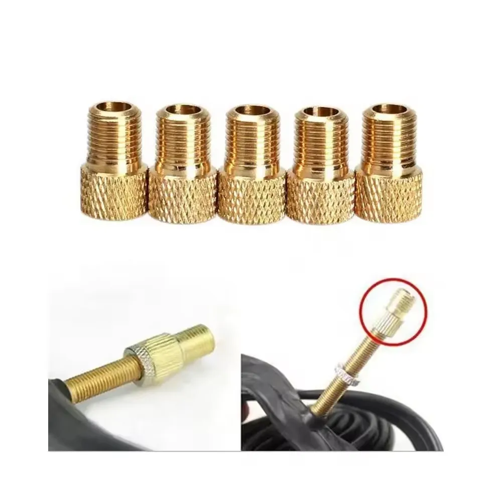Brass Bike Air Valve Adapters Knurled Copper Pump Bicycle Convert