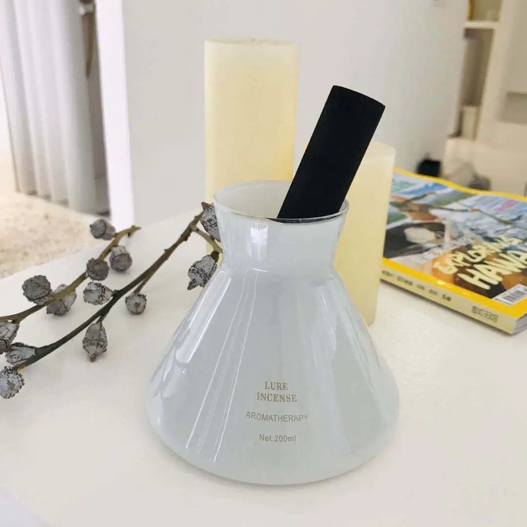 New Design Empty Conical Flask Home Fragrance Black Reed Diffuser Glass