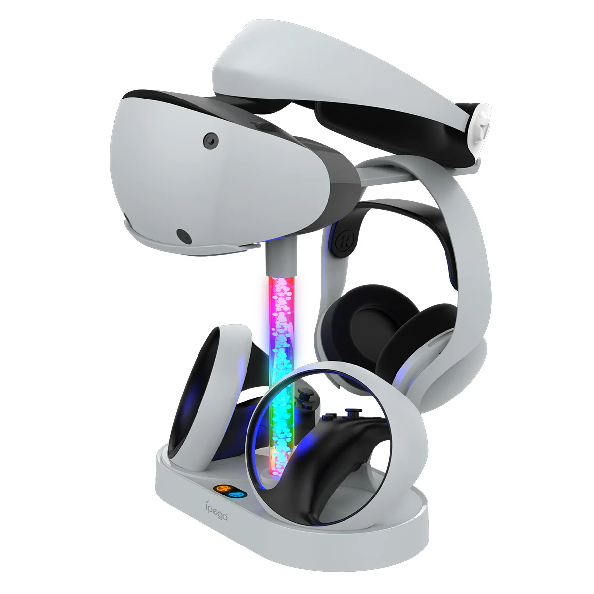 Ipega PS VR2 Magnetic Charging Dock with RGB Lighting and ABS Material for Controller & Headset Storage Display Stand