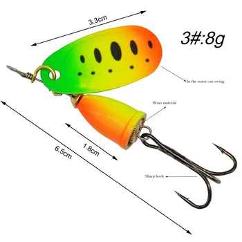 Cheery High Quality 8g 7colors Wholesale Manufacturers Bionic Spoon Fish Lure Brass Sinker Spinner Bait With Treble Hooks – Metal Jig – view 3