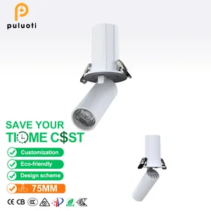 PULUOTI Led Ceiling Light Recessed 20W Spotlights Folding up and Down 360° 75mm Spot Light Downlight White for Indoor Restaurant