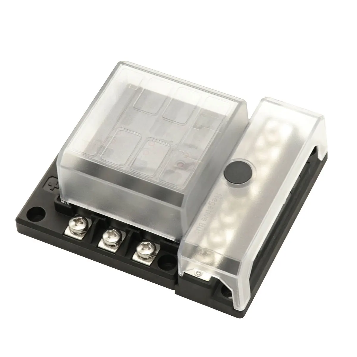 Amomd 6 Way Screw Fuse Block Combine Modular Design Fuse Holder Case Box With 6 Way Negative Bus Bar