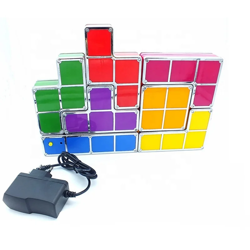 Magnetic band tangram Stackable Night Light, 7 Colors Induction  Interlocking Desk Lamp 3D DIY Magic Blocks