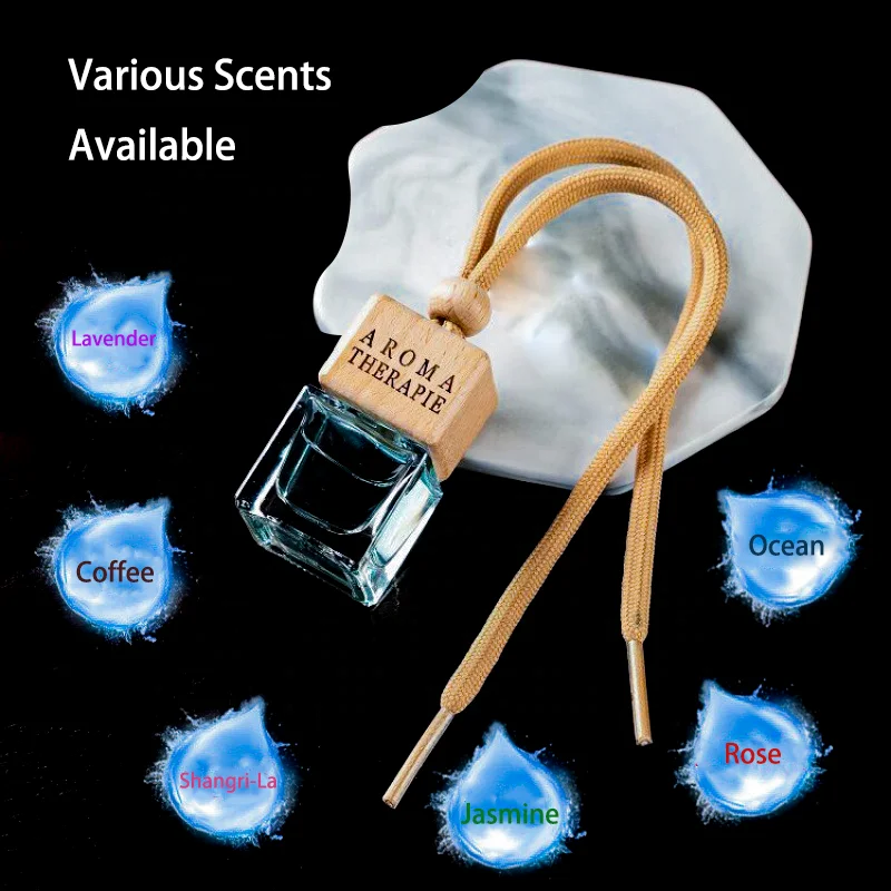 5ml 6ml 7ml Car hang Customize Car air Freshener Hanging square Glass Bottle air Freshener