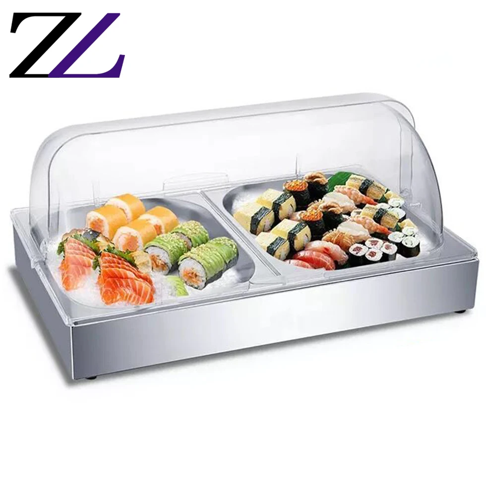 Keep Fresh Oblong Counter Top Acrylic Cover Food Cake Sushi Ceramic Tray Plate case Buffet Equipment Salad Cold Food Display