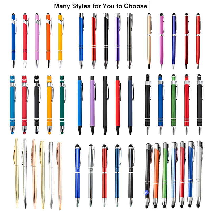 Custom Logo Promotion Soft Rubber Plastic Touch Luxury Ball Pen Business Office Sports Customize Metal Stylus Ballpoint Pens