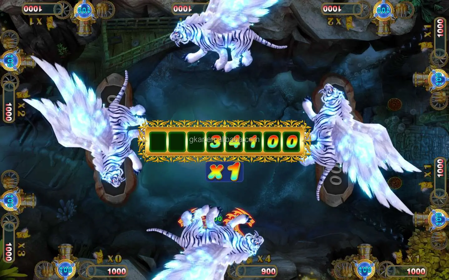 热卖投币游戏4玩家美国队长加射鱼游戏板软件街机