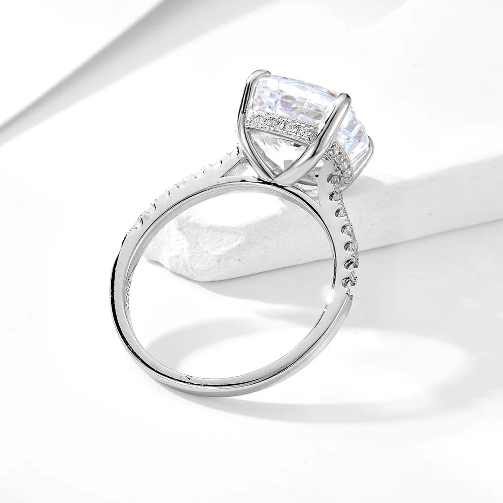 925 Sterling Silver Lab Diamond Wedding Ring Combination Ring 10*10 Ice Flower Cut Simulation Diamond