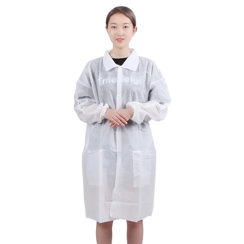 Nonwoven White Lab Coat Reusable Fabric Fluid Resistant Lab Coat Sms Disposable Non Woven Lab