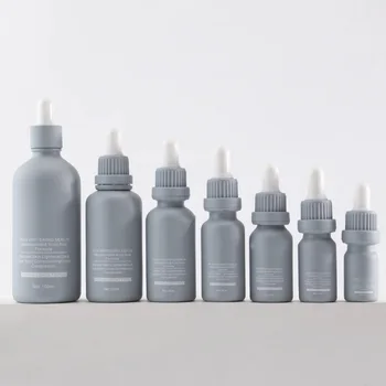 Factory  5 10 15 20 30ml 50ml 100ml glass dropper bottles Matte Grey glass bottle for skincare essential oil bottles 10 ml