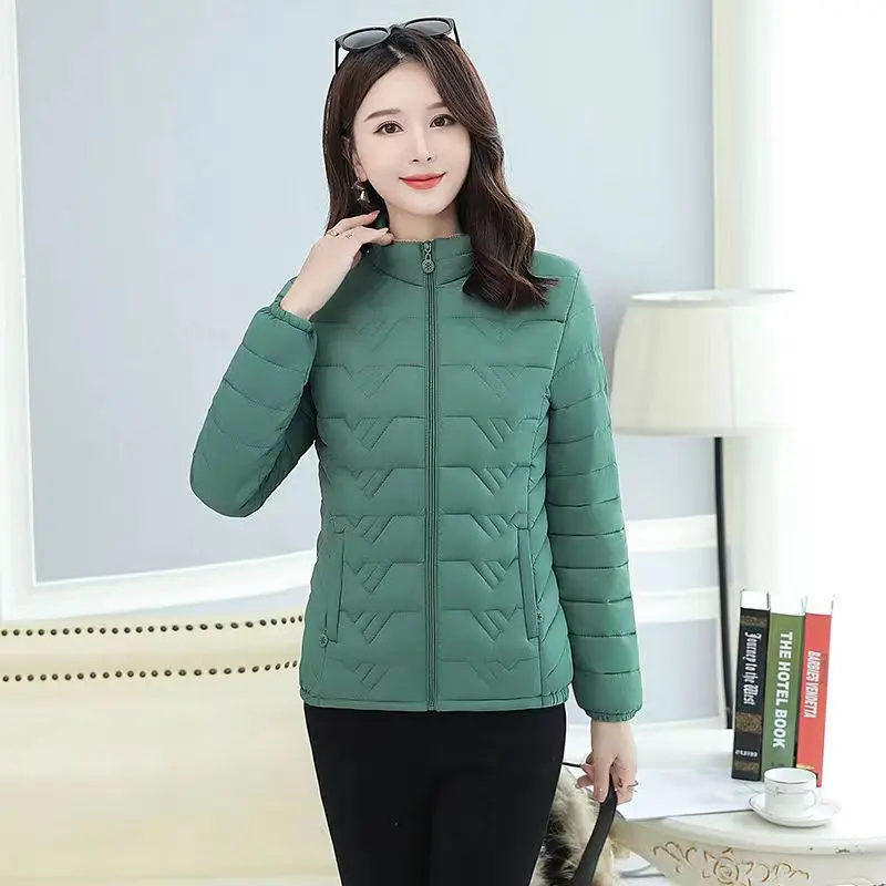 Giacca trapuntata calda da donna invernale imbottita casual da donna 2024, sottile, a maniche lunghe, con collo alto, cerniera, cappotto spesso_voghion.com