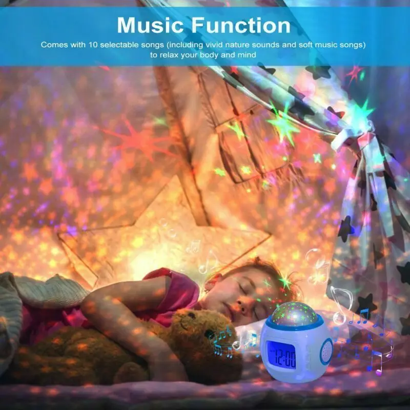 Factory Romantic Gift Colorful Star Sky Projection Function Custom Smart Night Light Alarm Clock