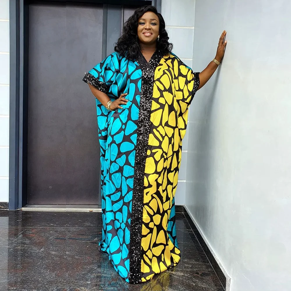 chinese dress ladies New Loose Ladies Summer Long Printed Short Sleeve Ankara African Style Dress 2XL main image 0
