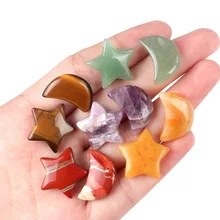 Worry Stone Bulk Moon Star Shaped Crystals Gemstone Palm Moon Star Hand Carved for Witchcraft Supplies DIY Meditation Balancing