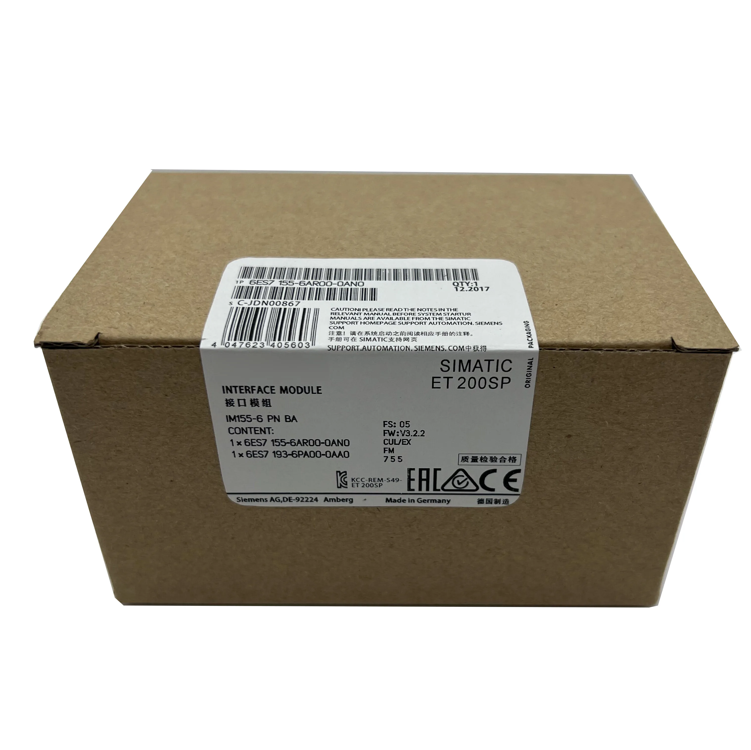 New Original 6ES7 155-6AR00-0AN0 6ES7155-6AR00-0AN0 interface module for Siemens SIMATIC ET200SP distributed I/O system. Supports PROFINET communication, high-speed data transmission, and hot-swappable design. 