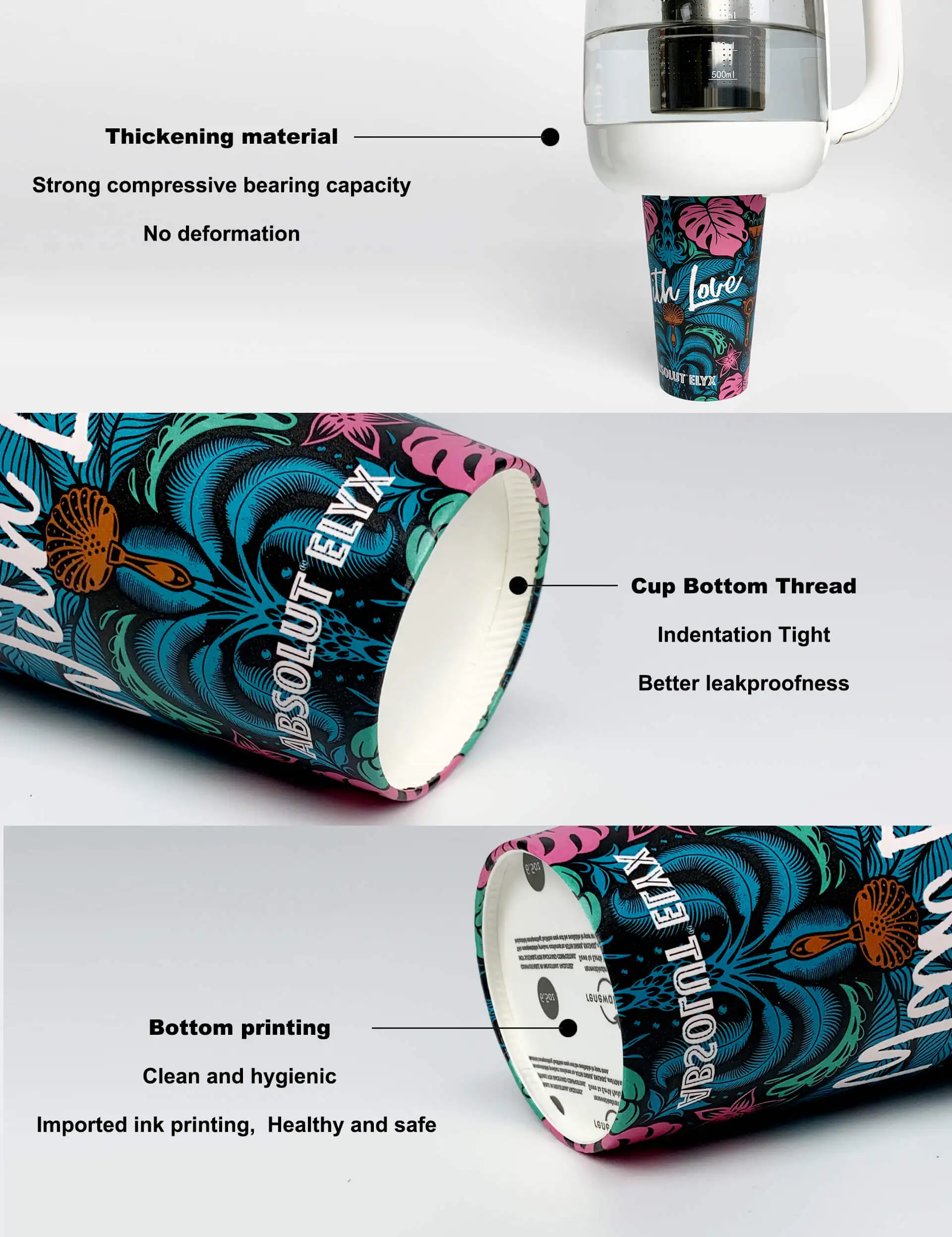 Biodegradable Takeaway Packaging Coffee Paper Cup Custom Disposable Compostable Single Double PLA Coating Sugarcane Paper Cups