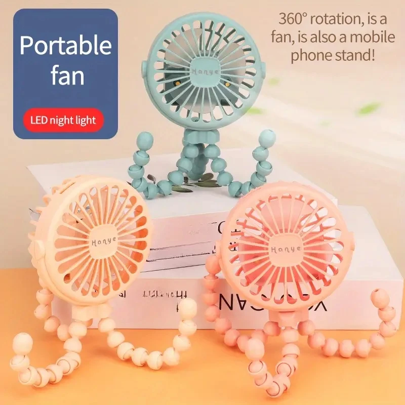 360 Degree Rotate Flexible Tripod USB Rechargeable Clip on Fan Battery Operated Personal Small Portable Baby Stroller Fan