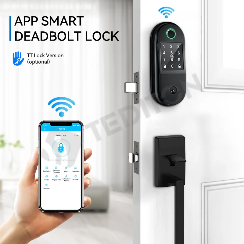 Smart Poignée de porte Serrure biométrique d'empreintes digitales de mot de passe App Keyless entr 