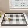 No-wash drain mat - twill checkered pattern