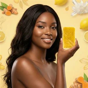 Customizable Logo Low MOQ Turmeric Exfoliating  Natural Skin Care Solid Bar Soap