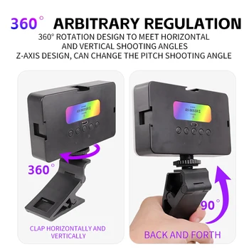 KALIOU W080 W081 Adjustable Video Lights Rechargeable Clip LED RGB Fill Light 1/ 4 Screw Hole for Camera Video Studio YouTube detail image