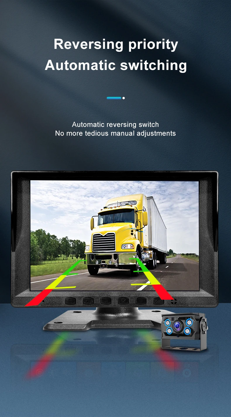 8 Inch MP5 Split Screen DVR Recorder Reverse Aid 4 Way 1080P Waterproof Cameras Truck Safety Monitoring System