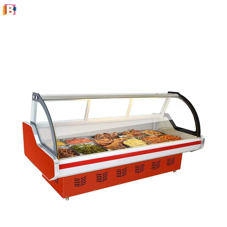 Direct Air Cooling Deli Food Showcase Chiller Fridge Single-Temperature Butchery Display Equipment with Fan Cooling Mode