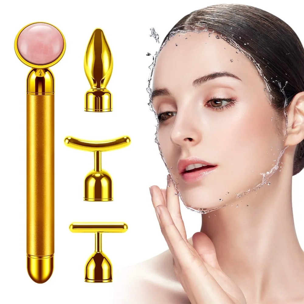 4 in 1 Weight Loss Face Massager Gold Vibrating Facial Rose Quartz Roller  Massager Stick Skin Firming Facial Skin Care Tools| Alibaba.com