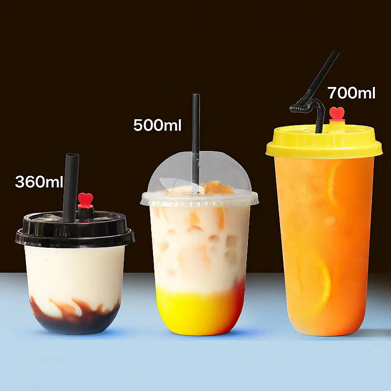 500ml Pp Custom Logo U Shape Bubble Tea Milk Tea Cup 16oz Juice Clear Disposable Plastic Cup
