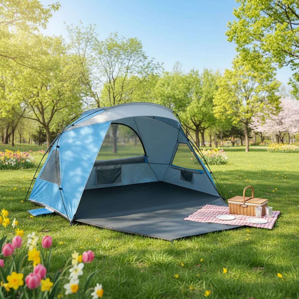 Wind Valley Cabana Enkelvlak Strandkampeer- en Agtersteurtent met Sneloutomatiese Opening, Nylonstof en Asemhalende Ontwerp